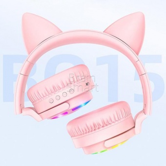 Наушники накладные Borofone BO15 Cat Ear Bluetouth Headphones Розовый - фото, изображение, картинка