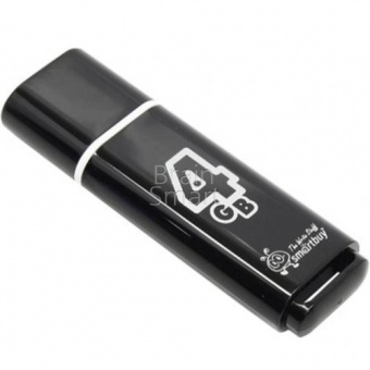 USB 2.0 Флеш-накопитель 4GB SmartBuy Glossy Черный - фото, изображение, картинка
