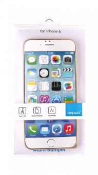 Бампер металл Deppa Alum Bumper + защитная пленка iPhone 6 (63144) Золотой - фото, изображение, картинка