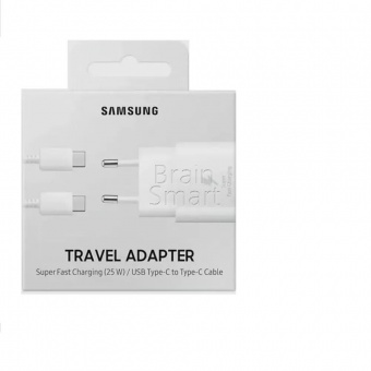 СЗУ Samsung USB-C 25W PD (AAAA) + кабель Type-C to Type-C Белый* - фото, изображение, картинка