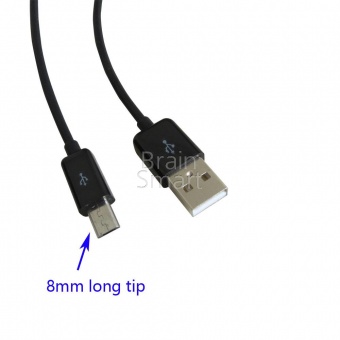 USB кабель Micrо длинный штекер (8мм) Черный - фото, изображение, картинка