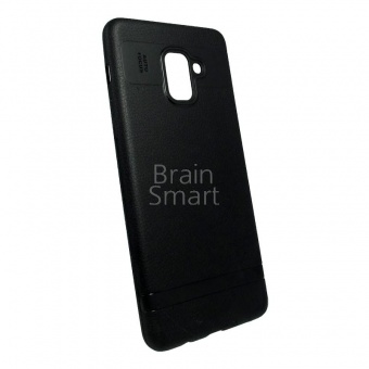 Накладка силиконовая Brauffen Samsung A730 (A8+ 2018) Auto focus под кожу Черный - фото, изображение, картинка