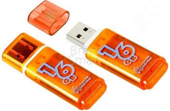 USB 2.0 Флеш-накопитель 16GB SmartBuy Glossy Оранжевый - фото, изображение, картинка