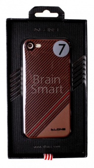 Накладка силиконовая Dlons iPhone 7/8 под карбон Коричневый - фото, изображение, картинка