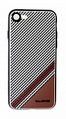 Накладка силиконовая Dlons iPhone 7/8 под карбон Белый/Коричневый