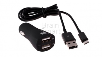АЗУ Maverick Soft Touch 2USB + кабель Micro (2.1A+1A) Черный - фото, изображение, картинка