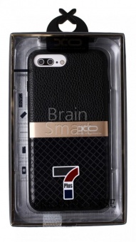 Накладка силиконовая XO iPhone 7 Plus/8 Plus кожа с метал. вставкой Черный - фото, изображение, картинка