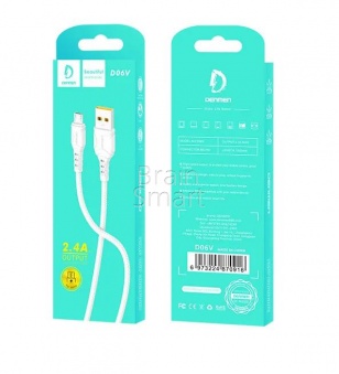 USB кабель Micro Denmen D06V (1м/2.4A) Белый - фото, изображение, картинка