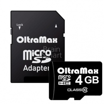 MicroSD 4GB OltraMax Class 10 + SD адаптер - фото, изображение, картинка