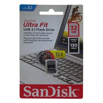 USB 3.0 Флеш-накопитель 32GB Sandisk Ultra Fit Чёрный* - фото, изображение, картинка