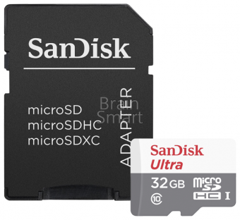 MicroSD 32GB SanDisk Class 10 Ultra UHS-I (100 Mb/s) + SD адаптер - фото, изображение, картинка