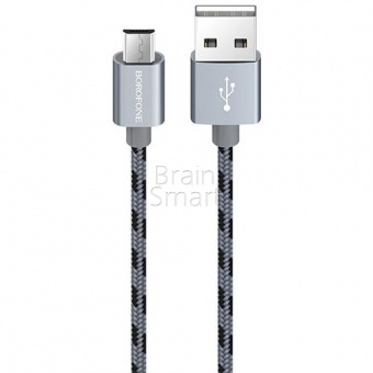 USB кабель Micro Borofone BX24 Ring Current (1м) Серый - фото, изображение, картинка
