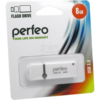 USB 2.0 Флеш-накопитель 8GB Perfeo C07 Белый - фото, изображение, картинка