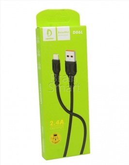 USB кабель Lightning Denmen D06L (1м/2.4A) Черный (БЕЗ УПАКОВКИ) - фото, изображение, картинка