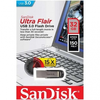 USB 3.0 Флеш-накопитель 32GB Sandisk Ultra Flair металл Чёрный - фото, изображение, картинка