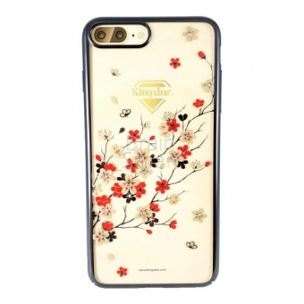 Накладка пластик Kingxbar Sakura Series Swarovski iPhone 7 Plus/8 Plus Черный - фото, изображение, картинка