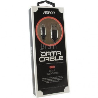 USB кабель Micro Aspor A155 (1,2м) (2.4A) Серый - фото, изображение, картинка