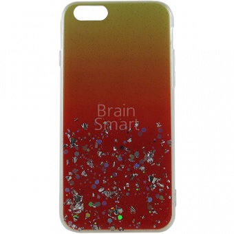 Накладка силиконовая с блестками и переходом iPhone 6/6S Красный - фото, изображение, картинка