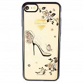 Накладка пластик Kingxbar Lady Series-Shoe Swarovski iPhone 7/8/SE Черная - фото, изображение, картинка