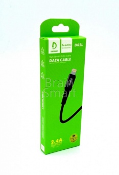 USB кабель Lightning Denmen D02L Nylon Material (1м/2.4A) Черный - фото, изображение, картинка