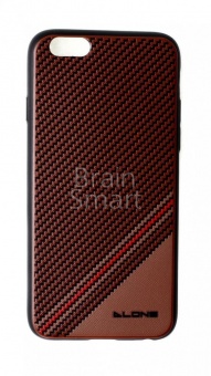 Накладка силиконовая Dlons iPhone 6 под карбон Коричневый - фото, изображение, картинка