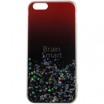 Накладка силиконовая с блестками и переходом iPhone 6/6S Бордовый - фото, изображение, картинка