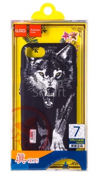 Накладка силиконовая Luxo фосфорная iPhone 7/8 Волк Черный/Белый D9 - фото, изображение, картинка