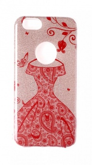 Накладка силиконовая Shine iPhone 6 блестящая Платье красное Золотой - фото, изображение, картинка