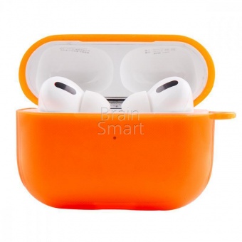 Чехол силиконовый для Apple Airpods Pro без лого Оранжевый - фото, изображение, картинка