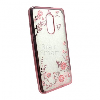 Накладка силиконовая Swarovski Xiaomi Redmi Note 4X Цветы Розовый - фото, изображение, картинка
