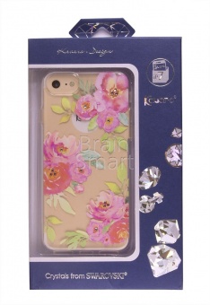 Накладка силикон Kauaro Цветы Swarovski iPhone 7/8 Прозрачный - фото, изображение, картинка