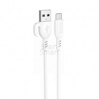 USB кабель Micro Borofone BX91 Hook 2,4A (1м) Белый* - фото, изображение, картинка