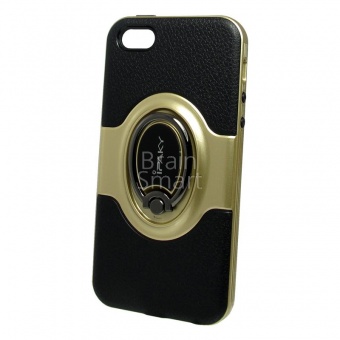 Накладка противоударная iPaky Yudun iPhone 5/5S/SE Черный/Золотой - фото, изображение, картинка