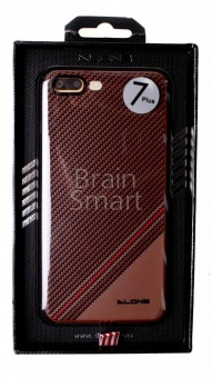 Накладка силиконовая Dlons iPhone 7 Plus/8 Plus под карбон Коричневый - фото, изображение, картинка