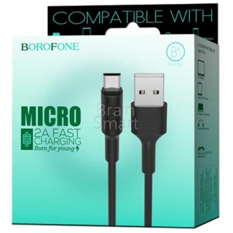 USB кабель Micro Borofone BX1 EZSync (1м) Черный - фото, изображение, картинка