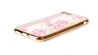 Накладка силиконовая Swarovski со стразами iPhone 7/8 (006) Золотой/Розовый - фото, изображение, картинка