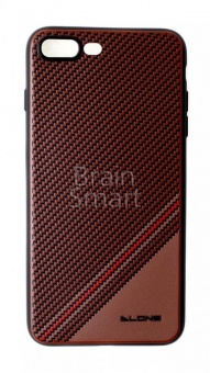 Накладка силиконовая Dlons iPhone 7 Plus/8 Plus под карбон Коричневый - фото, изображение, картинка
