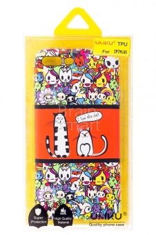 Накладка силиконовая Umku iPhone 7 Plus/8 Plus Коты Красный(2) - фото, изображение, картинка
