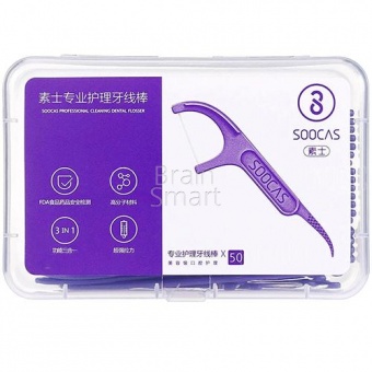 Зубная нить/зубочистки Xiaomi Soocas Floss Pick (50 штук) Фиолетовый - фото, изображение, картинка