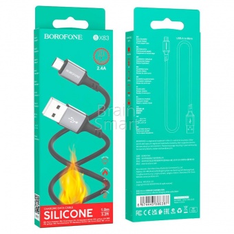 USB кабель Micro Borofone BX83 Silicone 2,4A (1м) Черный* - фото, изображение, картинка