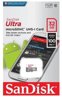 MicroSD 32GB SanDisk Class 10 Ultra UHS-I (100 Mb/s)* - фото, изображение, картинка