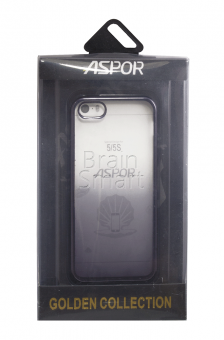 Накладка силиконовая Aspor Golden Collection с отливом iPhone 5/5S/SE Черный - фото, изображение, картинка