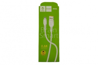 USB кабель Lightning Denmen D06L (1м/2.4A) Белый - фото, изображение, картинка