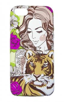 Накладка силиконовая Umku iPhone 5/5S/SE Девушка с тигром(5) - фото, изображение, картинка