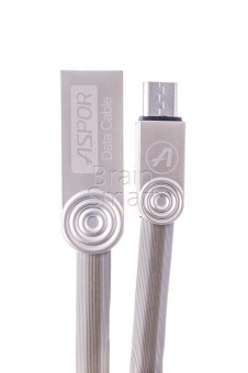 USB кабель Micro Aspor AC-15 TOE material (1,2м) (2,4A) Серый - фото, изображение, картинка