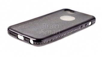 Накладка силиконовая Песок со стразами iPhone 5/5S/SE Серый - фото, изображение, картинка
