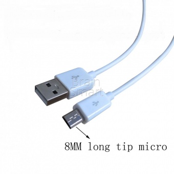 USB кабель Micrо длинный штекер (8мм) Белый - фото, изображение, картинка