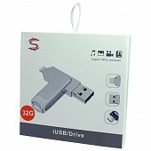 USB/Drive U013A 3.0 Флеш-накопитель  32GB iDragon металл для Apple/Android (Lightning, microUSB)