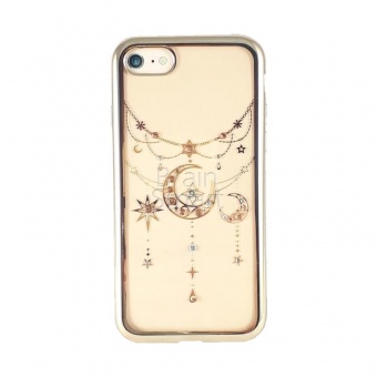Накладка силикон Girlscase (Kingxbar) Twinkling Stars Series-Moon Swarovski iPhone 7/8/SE Золотой2 - фото, изображение, картинка