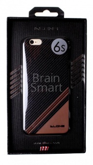 Накладка силиконовая Dlons iPhone 6 под карбон Черный/Коричневый - фото, изображение, картинка